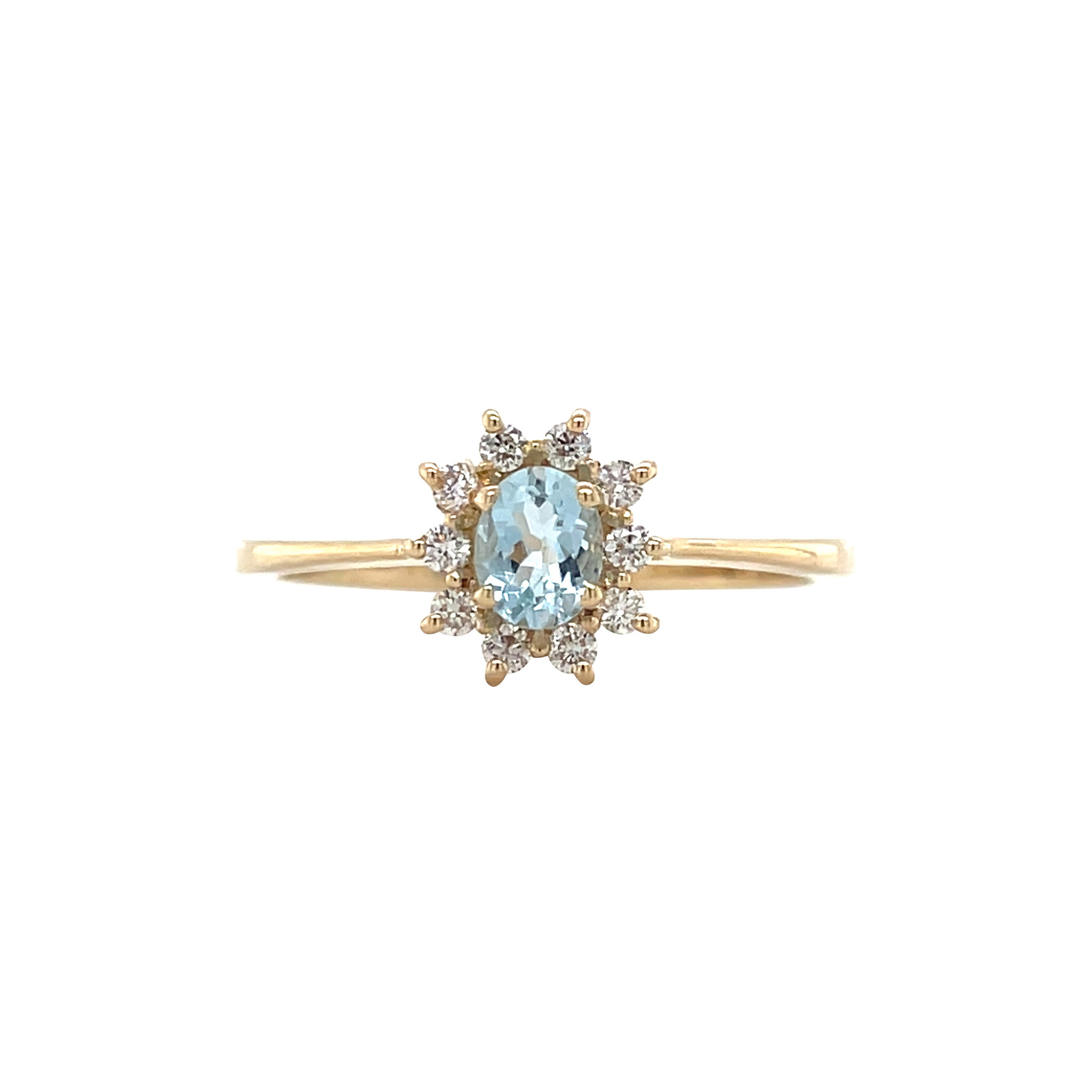 Gouden ring met topaas en diamant 14 krt